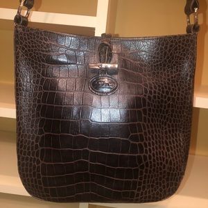 Brown embossed leather Longchamps Roseau purse!